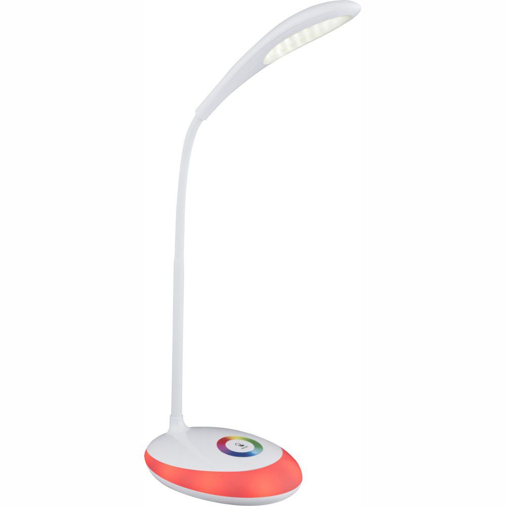 Globo 58264 LED stolní svítidlo Minea 1x3W | 230lm | 5000K | RGB - nastavitelná výška, ohebné rameno, dotykový stmívač, měnič barev, fixace barev, bílá - Dekolamp s.r.o.