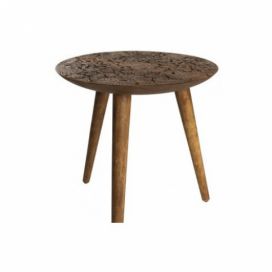 Hnědý dřevěný odkládací stolek DUTCHBONE BY HAND 40 cm