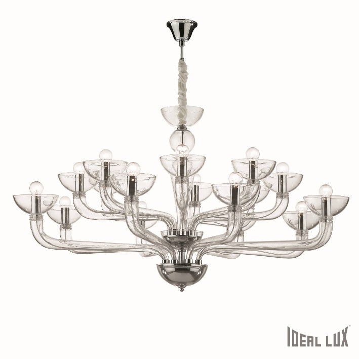 Závěsné svítidlo / Luster Ideal lux 044248 CASANOVA SP16 trasparente 16xE14 40W chrom - Svítidla FEIM