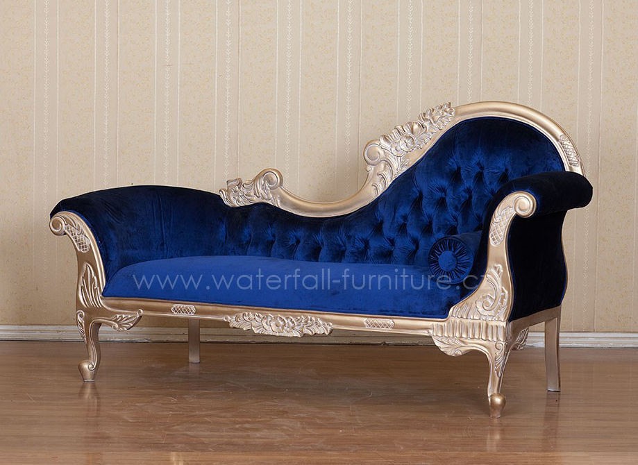 Modré retro sofa, zlatostříbrné - Waterfall® designový nábytek