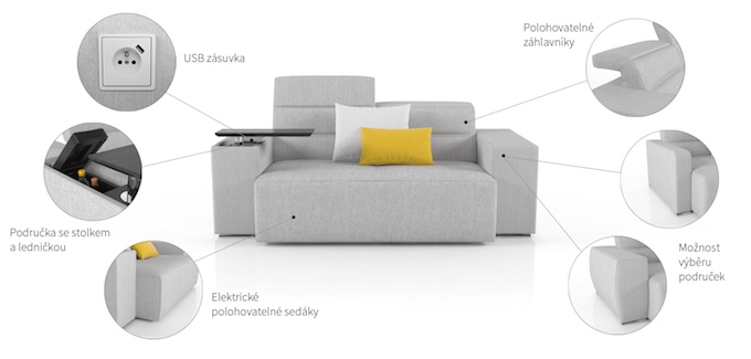 Multifunkční nábytek propojený s technologiemi ušetří spoustu místa. - Sedací soupravy Phase