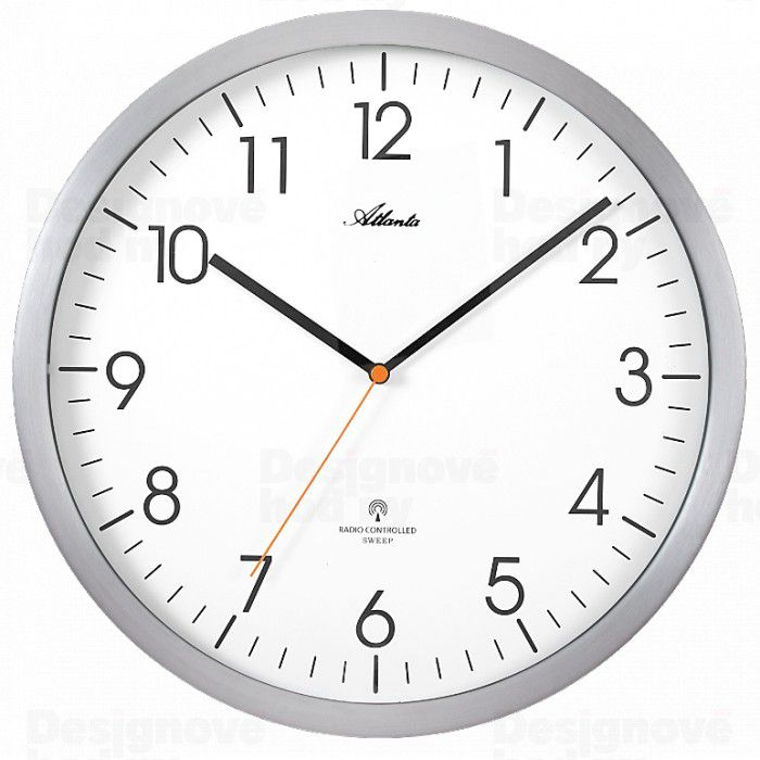 Designové nástěnné hodiny AT4382-4 stříbrné řízené signálem DCF - FORLIVING