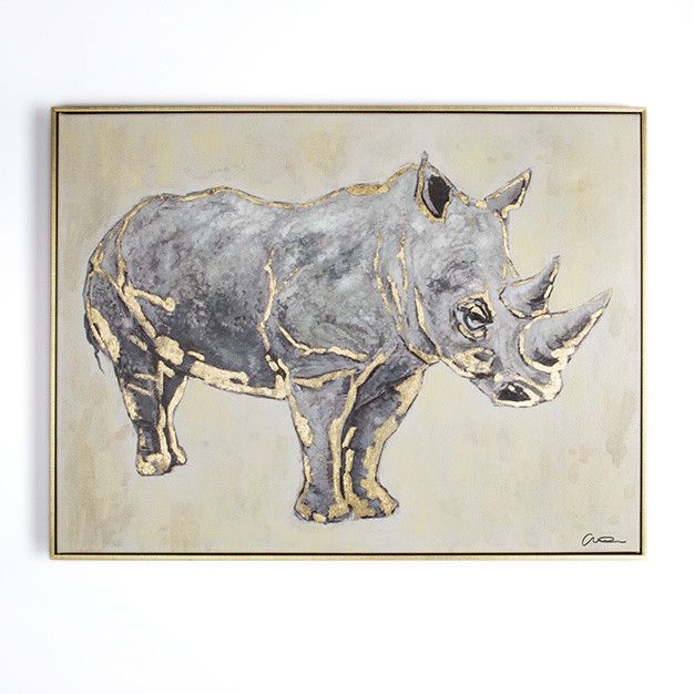 Ručně malovaný obraz Graham & Brown Rhino, 80 x 60 cm - Bonami.cz