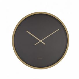 Černo-mosazné kovové nástěnné hodiny ZUIVER BANDIT 60 cm