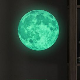Nástěnná svítící dětská samolepka Ambiance Real Moon, ⌀ 30 cm