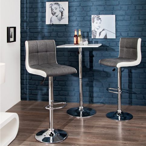 INV Barová židle 90-115cm CANSAS šedá/bílá - Design4life