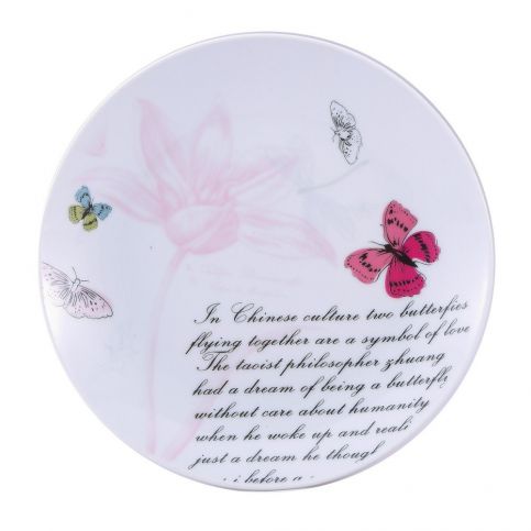 Dezertní porcelánový talíř Bergner Pink Butterfly, 19 cm - Bonami.cz