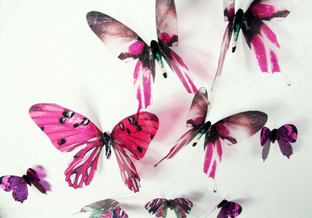 Sada 18 růžových adhezivních 3D samolepek Ambiance Butterflies - Bonami.cz