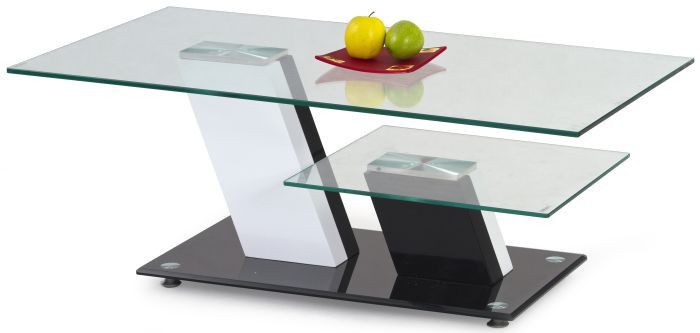 Halmar Konferenční stolek Savana, sklo, černý/bílý - FORLIVING