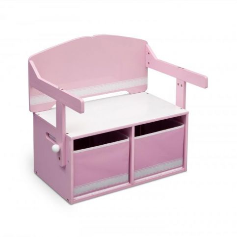Forclaire Dětská lavice s úložným prostorem růžová - ATAN Nábytek