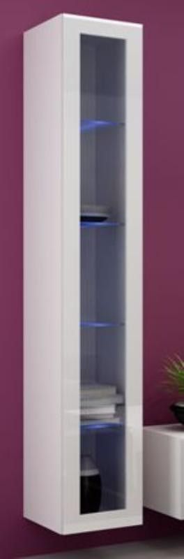 Cama Vitrína VIGO vysoká, prosklené dveře - bílá - ATAN Nábytek