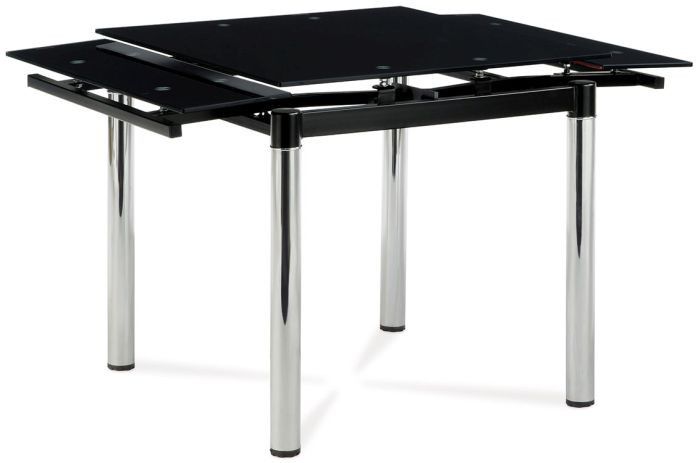 Jídelní stůl rozkládací 80+48x80 cm, černé sklo / chrom AT-1880 BK Autronic - DEKORHOME.CZ