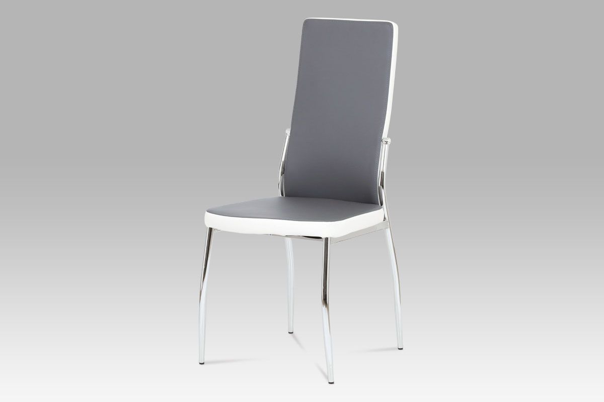 Autronic Jídelní židle AC-1693 GREY - koženka šedá + bílá - ATAN Nábytek