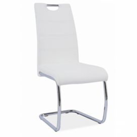 Tempo Kondela Jídelní židle ABIRA NEW - bílá ekokůže / chrom