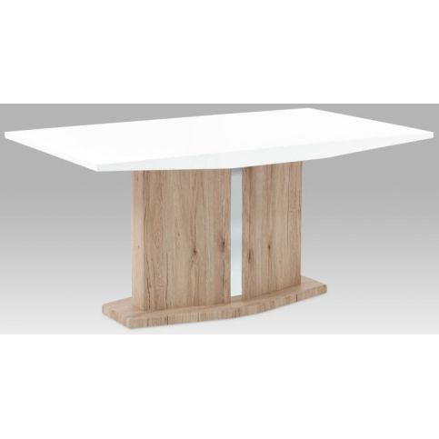 Jídelní stůl 160x90 cm, vysoký lesk bílý / san remo AT-2013 WT Autronic - DEKORHOME.CZ