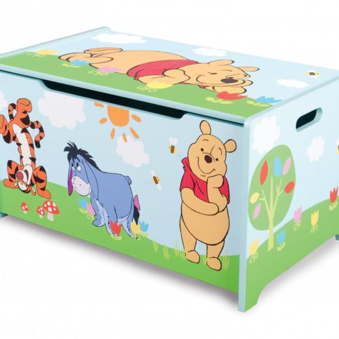 Forclaire Dětská dřevěná truhla na hračky Medvídek Pú - ATAN Nábytek