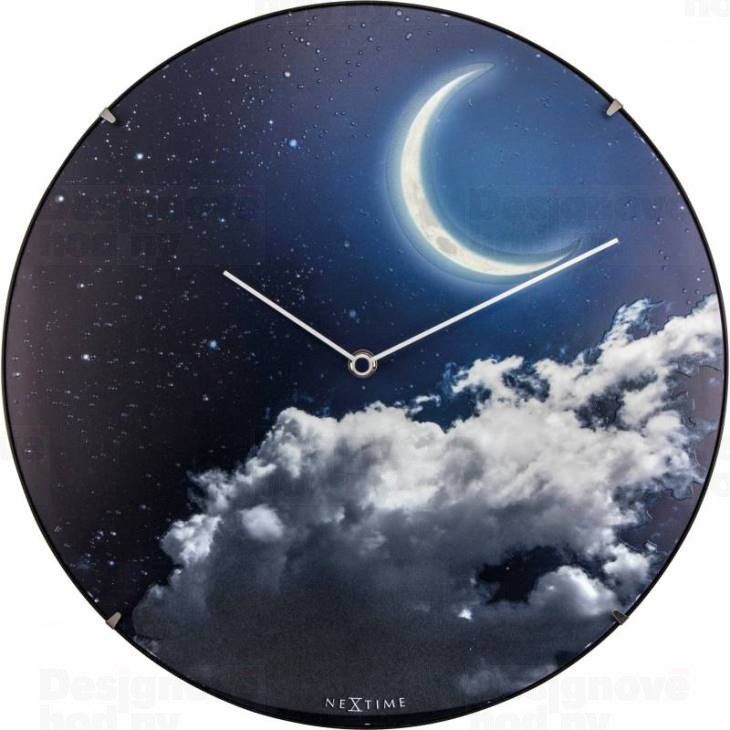 Designové nástěnné luminiscenční hodiny Nextime 3177 New Moon 35cm - FORLIVING