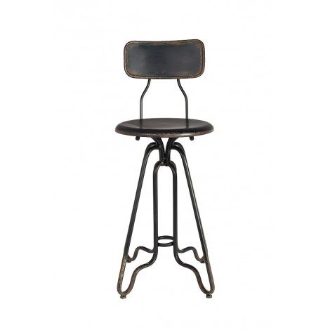 Černá kovová vintage barová židle DUTCHBONE Ovid 61 cm - Bonami.cz