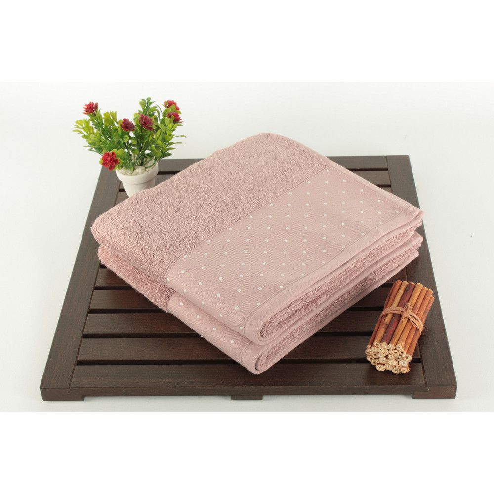 Sada 2 pudrově růžových bavlněných ručníků Patricia, 50 x 90 cm - Bonami.cz