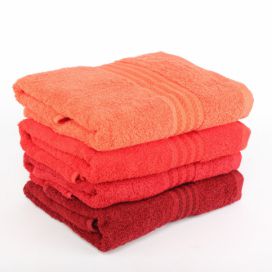 Sada 4 červených bavlněných ručníků Rainbow, 50 x 90 cm