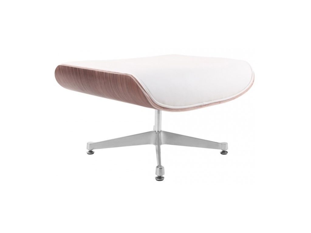 Podnožka Vip inspirovaná Lounge Chair bílá / stříbrná / ořech  - 96design.cz