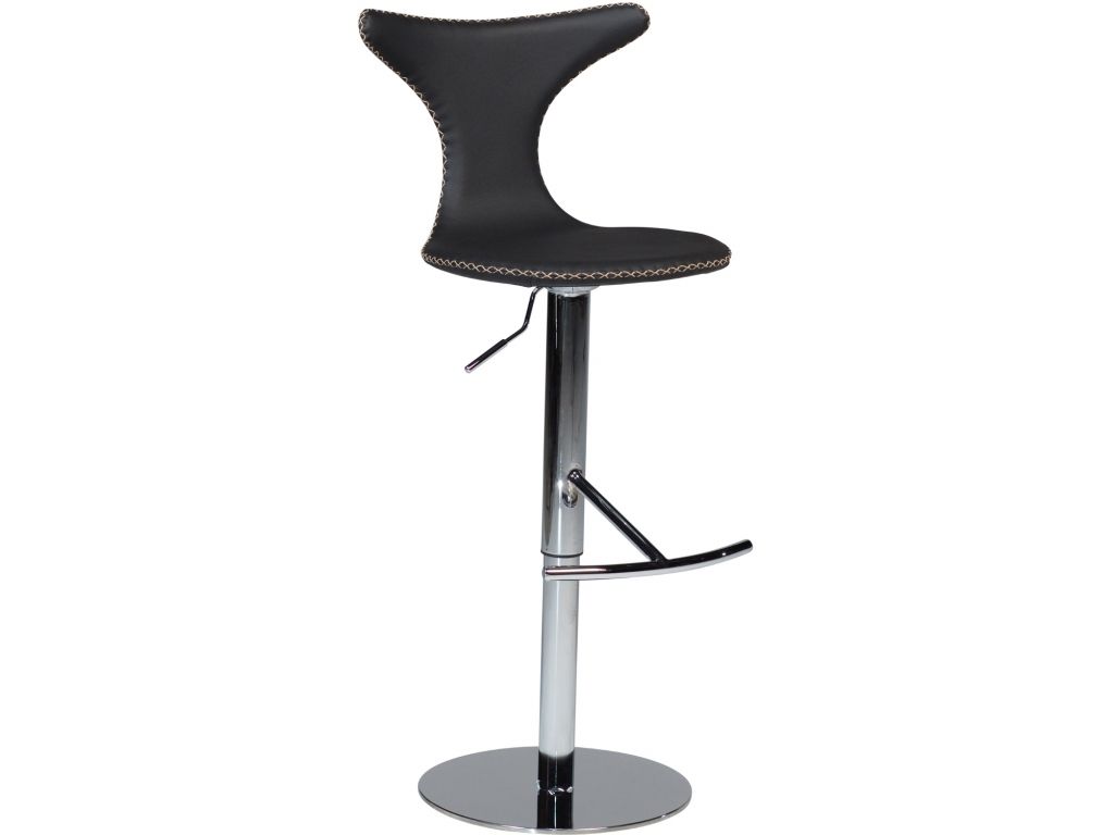 Černá kožená barová židle DAN-FORM Dolphin 53-80 cm - Designovynabytek.cz