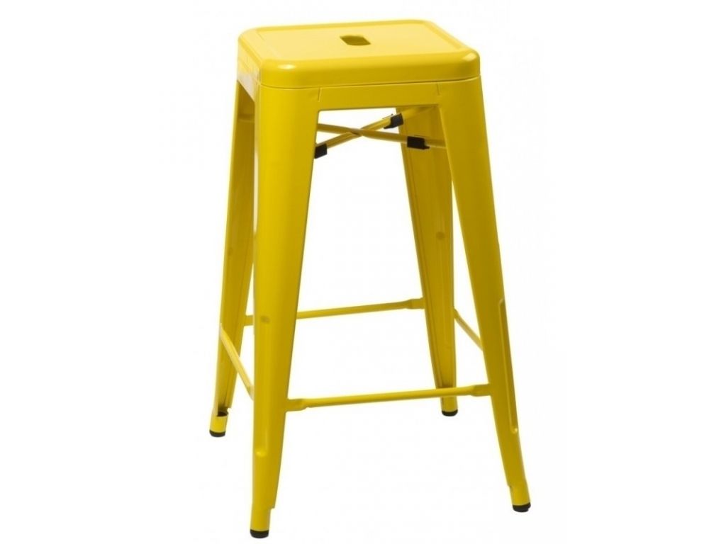 Barová židle Paris 66cm inspirovaná Tolix žlutá  - 96design.cz