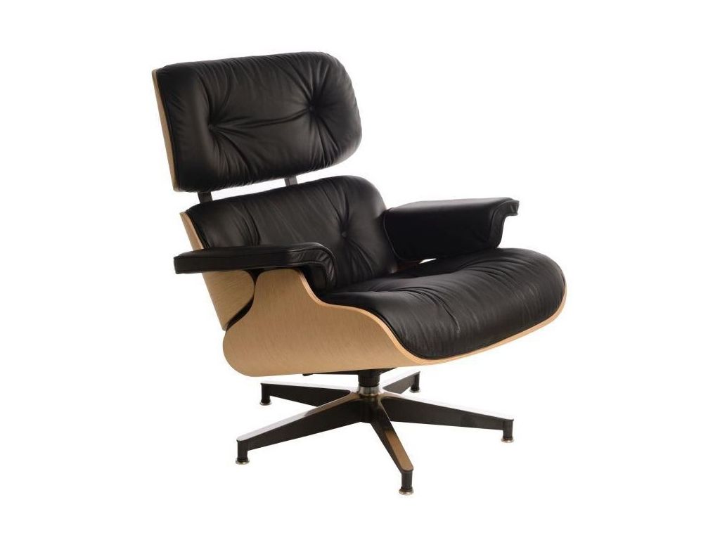 Křeslo Vip inspirované Lounge Chair černá kůže černá / přírodní  - 96design.cz