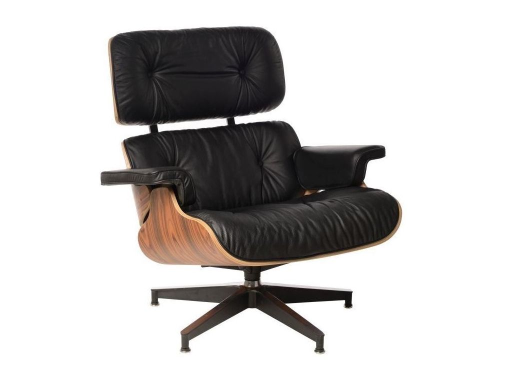 Křeslo Vip inspirované Lounge Chair černá kůže černá / palisandr  - 96design.cz