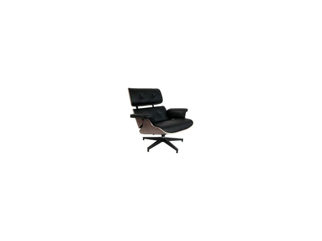 Křeslo Vip inspirované Lounge Chair černá kůže černá / ořech  - 96design.cz