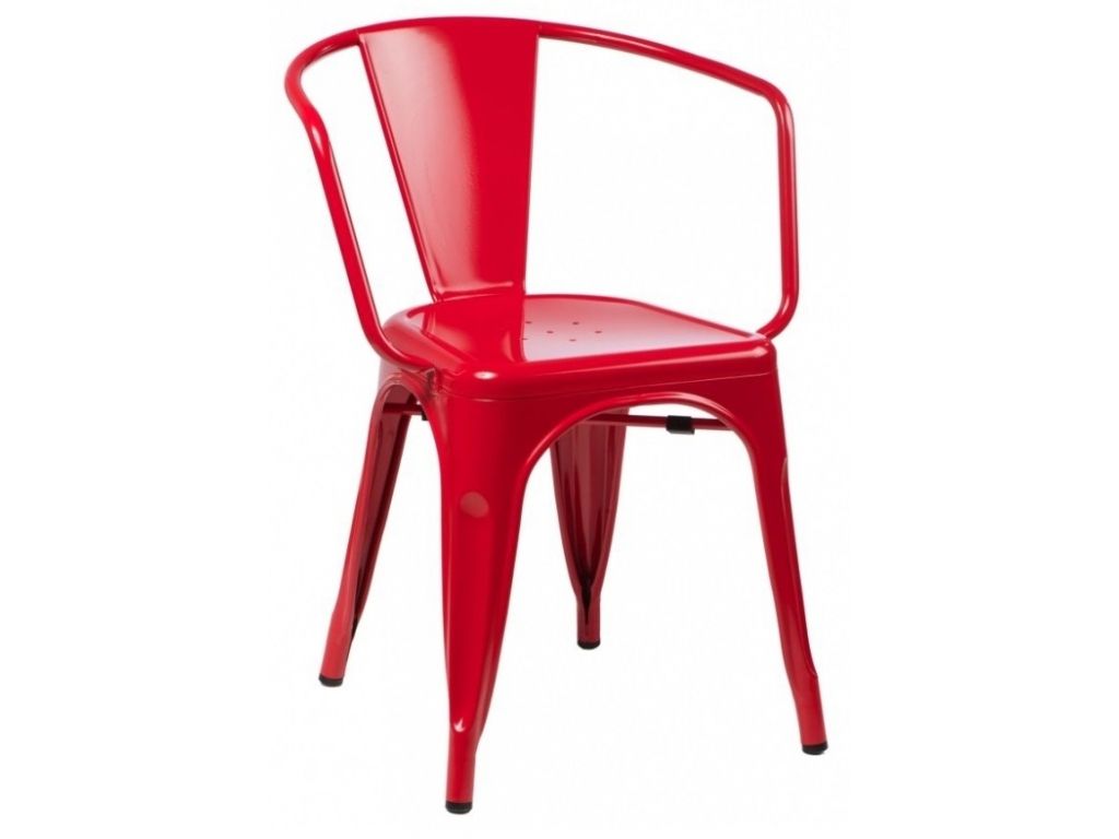 Jídelní židle Paris Arms inspirovaná Tolix červená  - 96design.cz