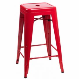 Barová židle Paris 66cm inspirovaná Tolix červená 