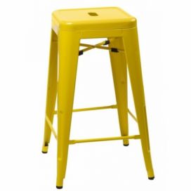 Barová židle Paris 66cm inspirovaná Tolix žlutá 