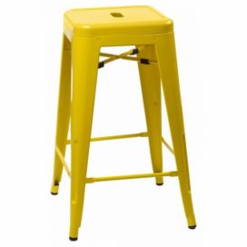 Barová židle Paris 75cm inspirovaná Tolix žlutá 