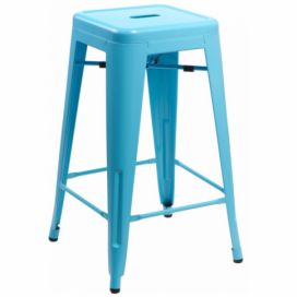 Barová židle Paris 75cm inspirovaná Tolix modrá 