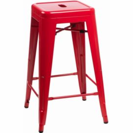 Barová židle Paris 75cm inspirovaná Tolix červená 