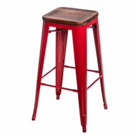 Barová židle Paris 75cm Dřevěná-Sosna ořech červená 
