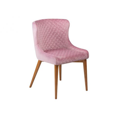 Židle DanForm Vetro, růžový samet, podnož dub 100250541 DAN FORM - Designovynabytek.cz
