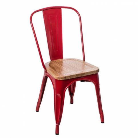 Jídelní židle Tolix 45, červená/borovice 72669 CULTY - Beliani.cz