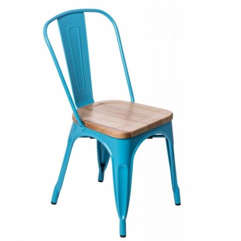 Jídelní židle Tolix 45, modrá/borovice 72654 CULTY - Beliani.cz