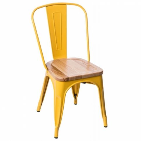 Jídelní židle Tolix 45, žlutá/borovice 72675 CULTY - Beliani.cz