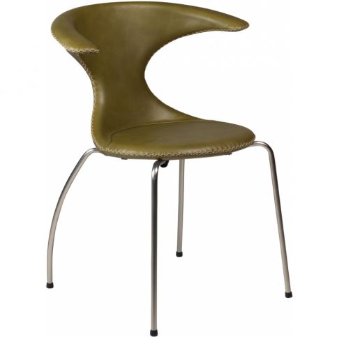 Židle DanForm Flair, zelená, pravá kůže, podnož matný chrom DF100801592 DAN FORM - Designovynabytek.cz