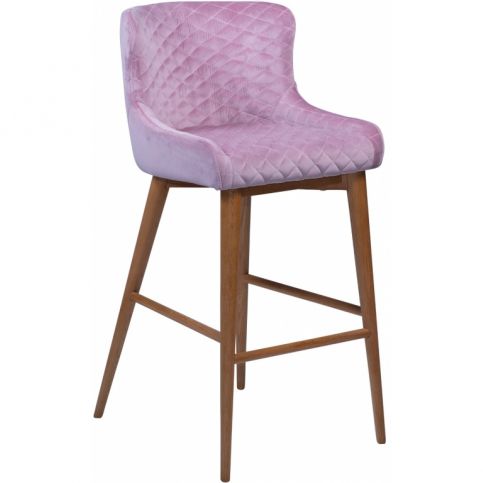 Barová židle DanForm Vetro, růžový samet, podnož dub DF200250541 DAN FORM - Designovynabytek.cz