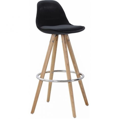 Barová židle DanForm Orso, černý samet, podnož dub DF201500180-181 DAN FORM - Designovynabytek.cz