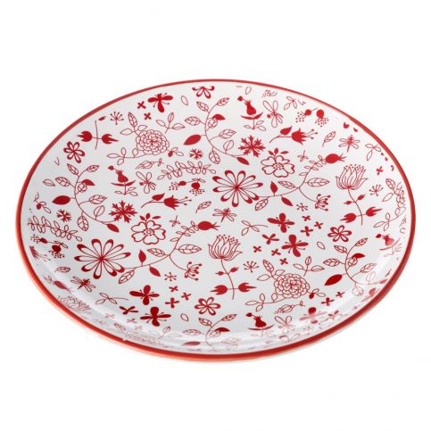 Červeno-bílý talíř Unimasa Meadow, Ø 20,3 cm - Bonami.cz