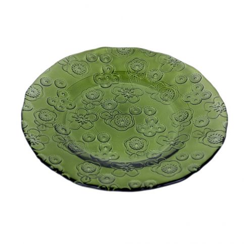 Zelený talíř z recyklovaného skla Ego Dekor Flora, 20 cm - Bonami.cz