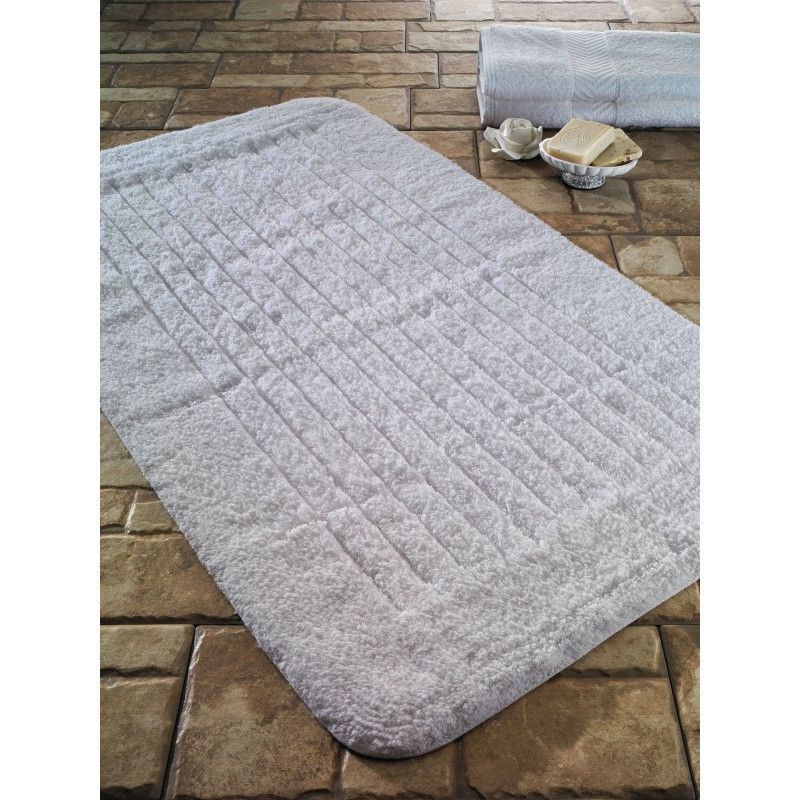 Bílá bavlněná koupelnová předložka Confetti Bathmats Cotton Stripe, 60 x 100 cm - Bonami.cz
