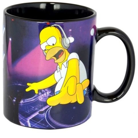 Porcelánový hrnek The Simpsons: DJ Homer (objem 320 ml) černý porcelán [0119567] CurePink - 4home.cz