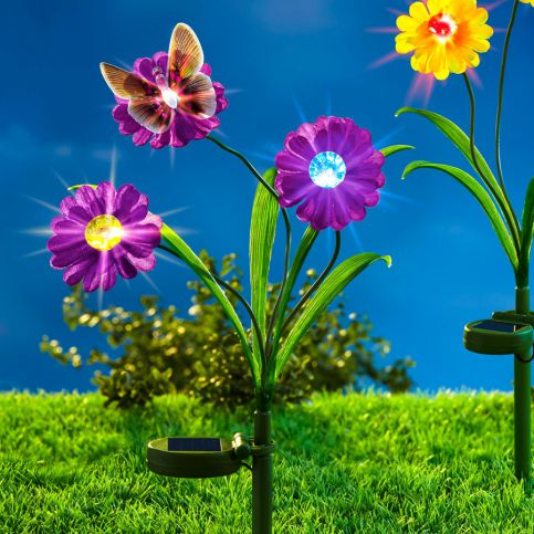 Solární zápich Květiny - lila - Velký Košík