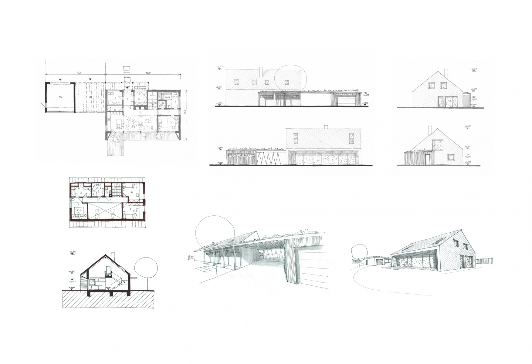 Moderní dům na venkově - řezy - 3K Architects s.r.o.